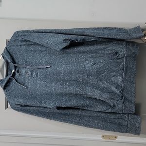 Fission Blue Henley Hoodie Pullover with Kangaroo Pocket long sleeve medium mens